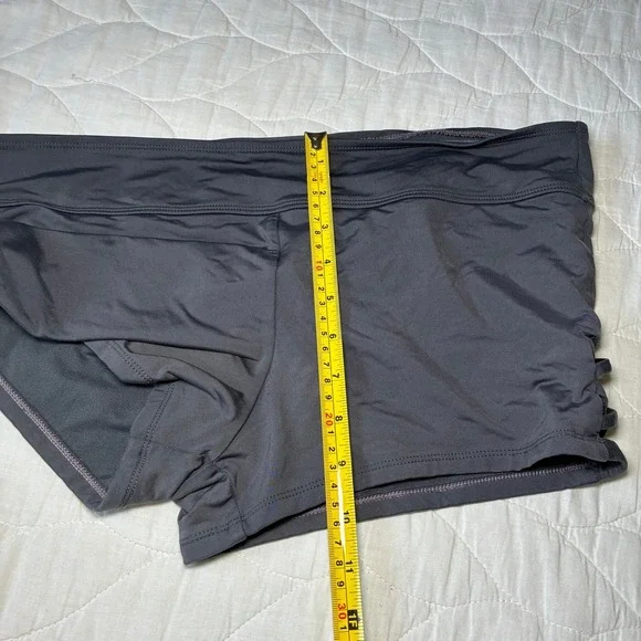 Kona Sol Swim Shorts Bottoms Gray Lattice Side Cutout Summer Athletic Large - Picture 7 of 7